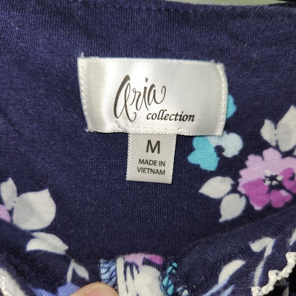 Aria Collection Womens Floral Nightgown With Lace Trim Sleeveless Button 2551 - Picture 4 of 8